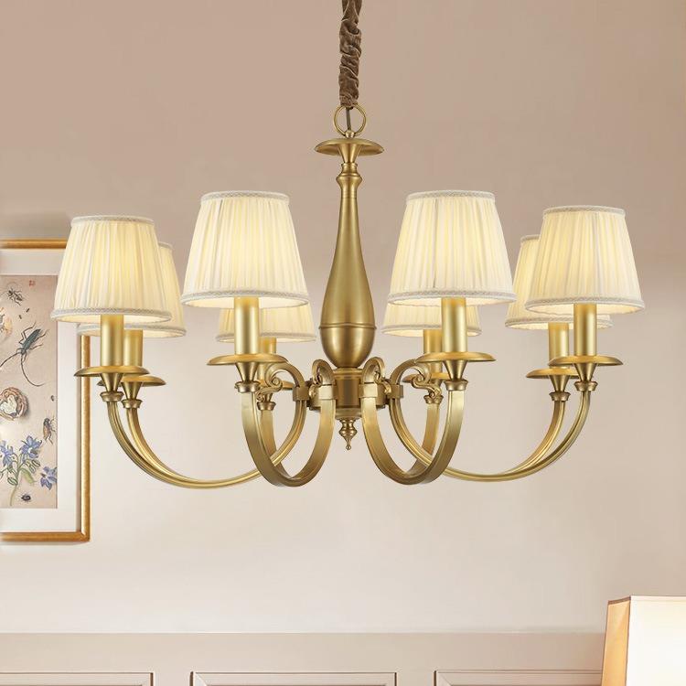 美式客厅全铜吊灯创意卧室灯美式乡村田园风格个性主卧房间灯具