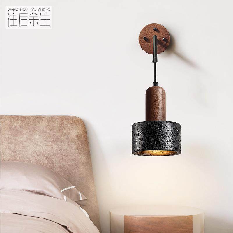 感黑色卧室床头壁灯现代简约中古设计师复古创意个性客厅墙灯