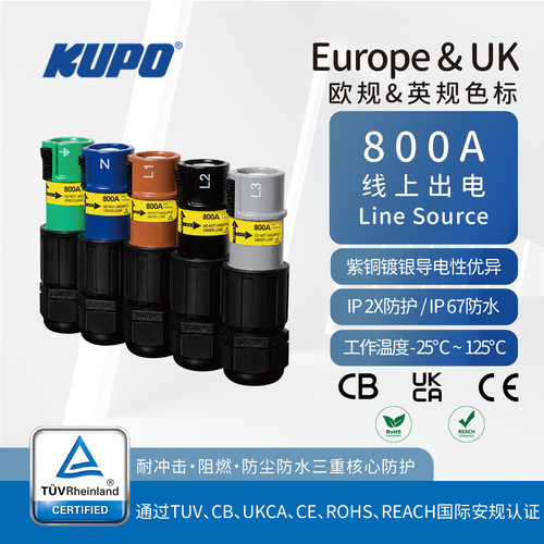 TUV 800A高频感应加热设备穿墙端子通用Powersafe Powerlock IP67