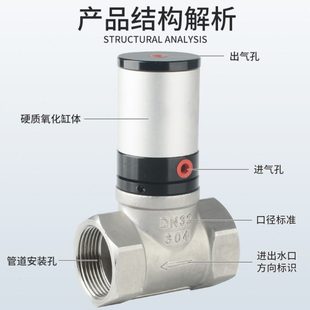 DN15 气动气控4阀铜阀6分不锈钢流体开关阀Q22HD