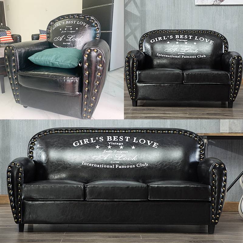 美式小户型沙发复古单双人三人位息区接待服装店酒吧咖啡厅卡座