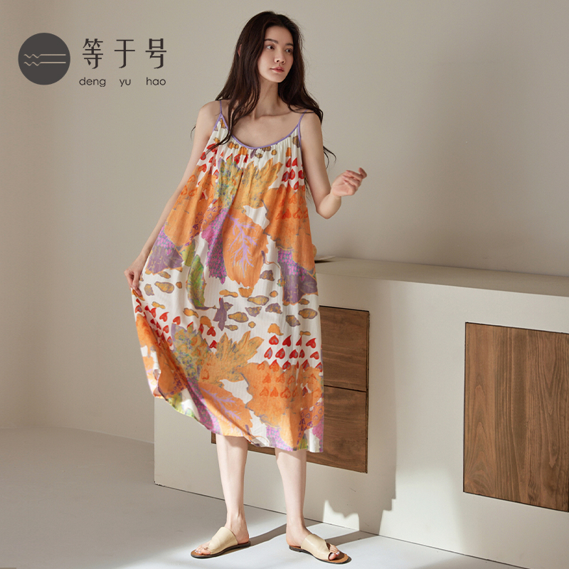 吊带睡裙女士夏季2025新款棉绸休闲宽松连衣裙大码背心家居睡衣裙