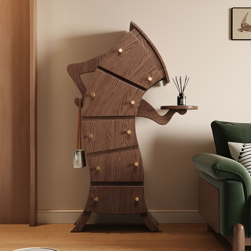 实木斗柜客厅卧室叉腰五斗柜收纳柜装饰柜机器人展示柜轻奢收纳柜