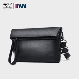 七匹狼商务真皮斜挎包男士2026新款大容量单肩包手机包通勤小挎包