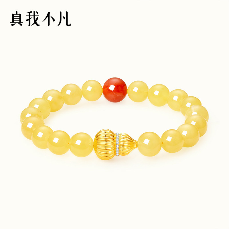 真我不凡S925纯银天然蜜蜡葫芦手链女款南红转运珠手串2025年新款