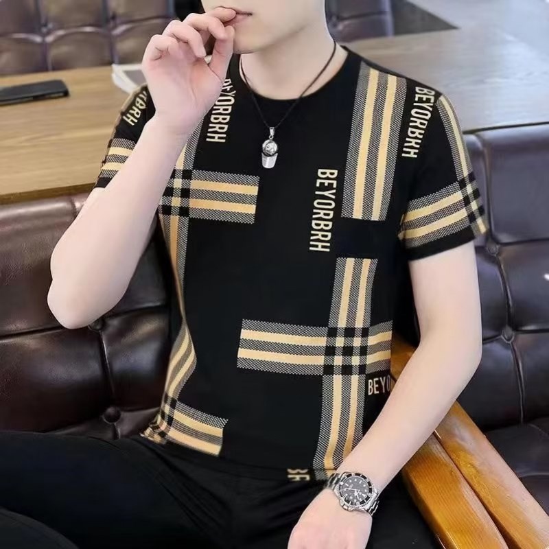 源头冰丝速干短袖t恤男夏季潮流D男款体恤衫修身圆领半袖衣服