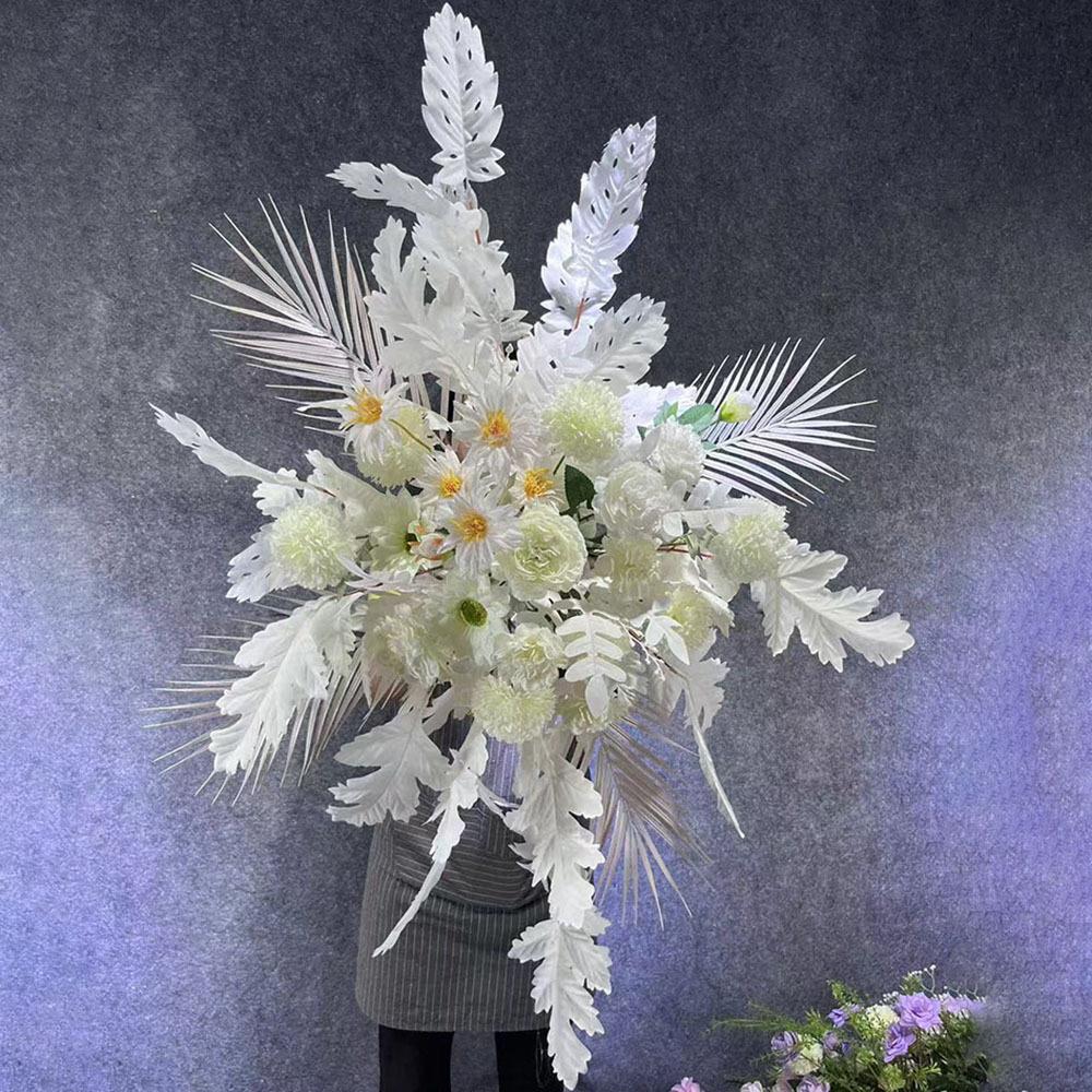 婚礼装饰背景花白色系婚庆仿真花角花拱门背景挂花假花粉色路引花