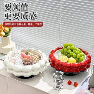 新年干果盘家用客厅茶几轻奢零食糖果收纳盒高端精致高颜值水果盘
