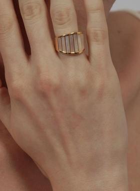 戒指条纹小众设计感法式冷淡风时髦指环条