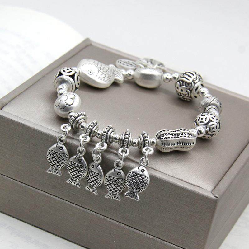 古法手链多元素重金属多宝鱼五条小鱼大象弹力手链莲花手链女,饰品/流行首饰/时尚饰品新,手链,淘宝优惠券,粉丝福利购,淘宝优惠卷