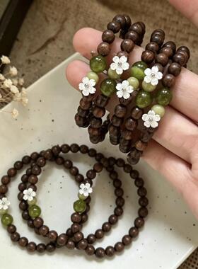 「木上花」禅意金丝檀绿檀木手串清冷感新中式清冷高颜值手串多圈