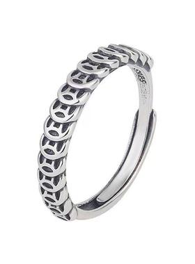 复古做旧钱币戒指女招财聚财铜钱指环时尚个性设计可调节手饰