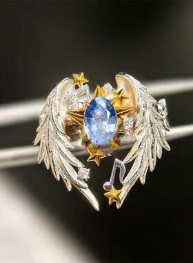 欧美跨境活口戒指天使翅膀百搭手饰高级感男女通用开口可调节戒指