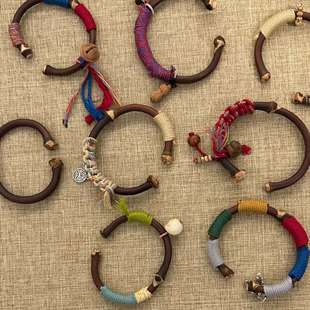 新中式手串鸡血藤纯编织手环古法复古藏式手绳国风手镯开口民族风