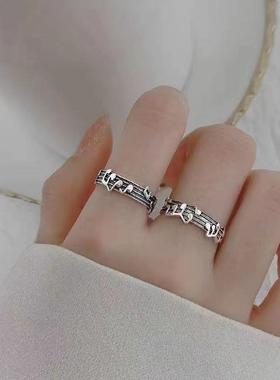 复古音符五线乐谱戒指开口个性尾戒闺蜜情侣高级感对戒潮饰