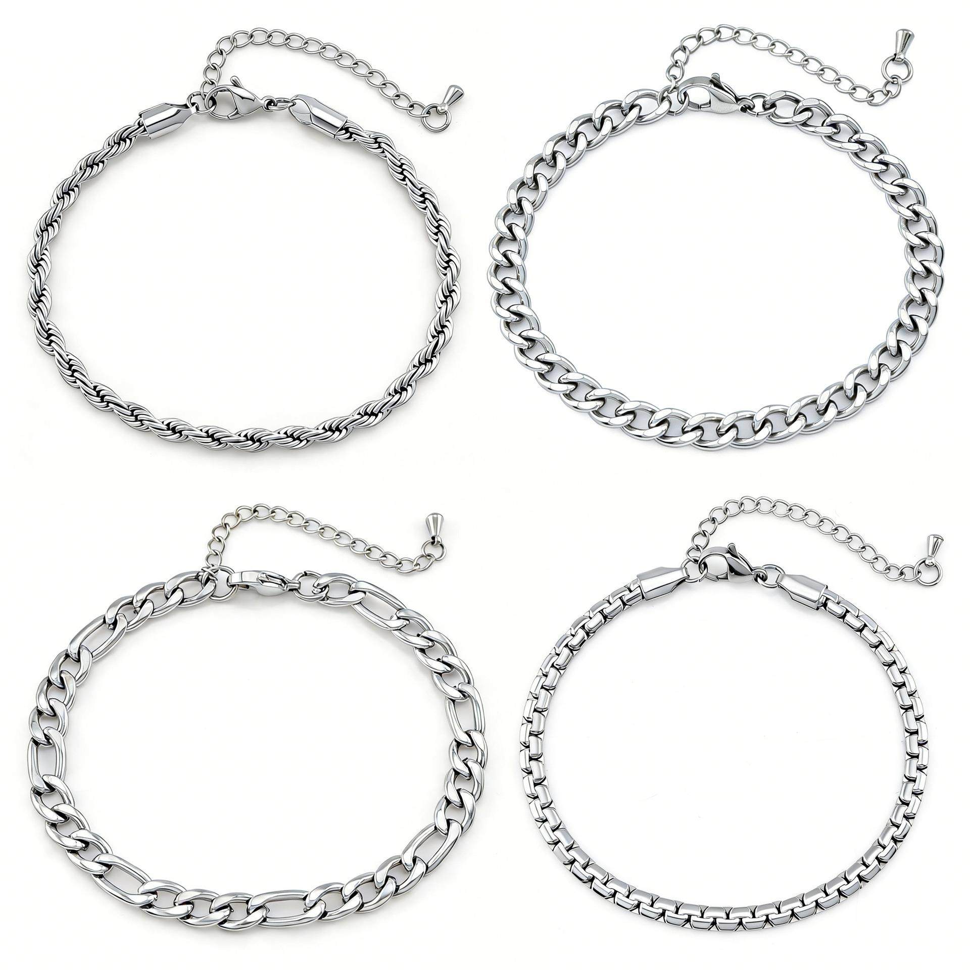 欧美钛钢男士不掉色手链复古文艺潮男不锈钢链条时尚简约钛钢手链