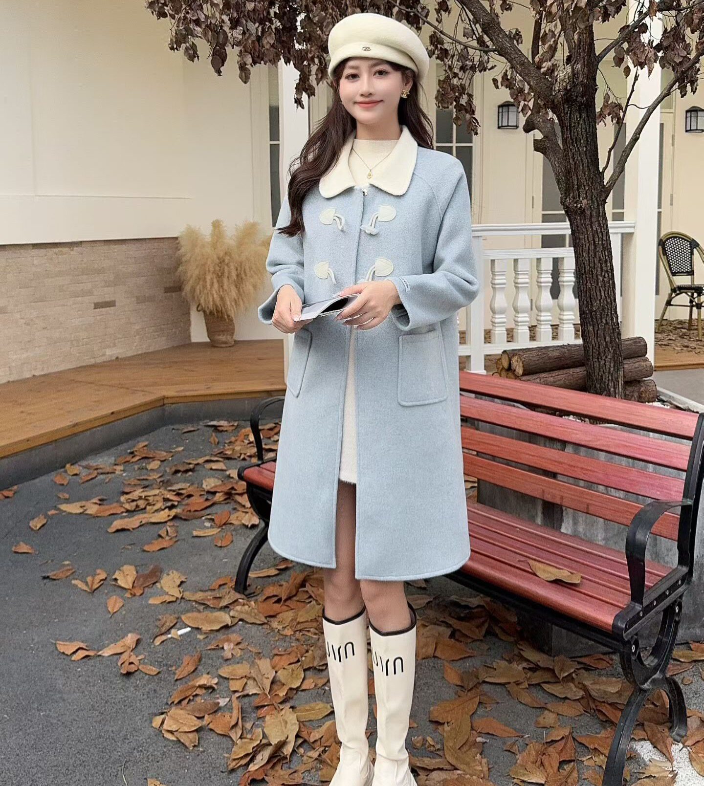 小香风双面毛呢外套女2025冬新款高级感韩系小个子中长款呢子大衣