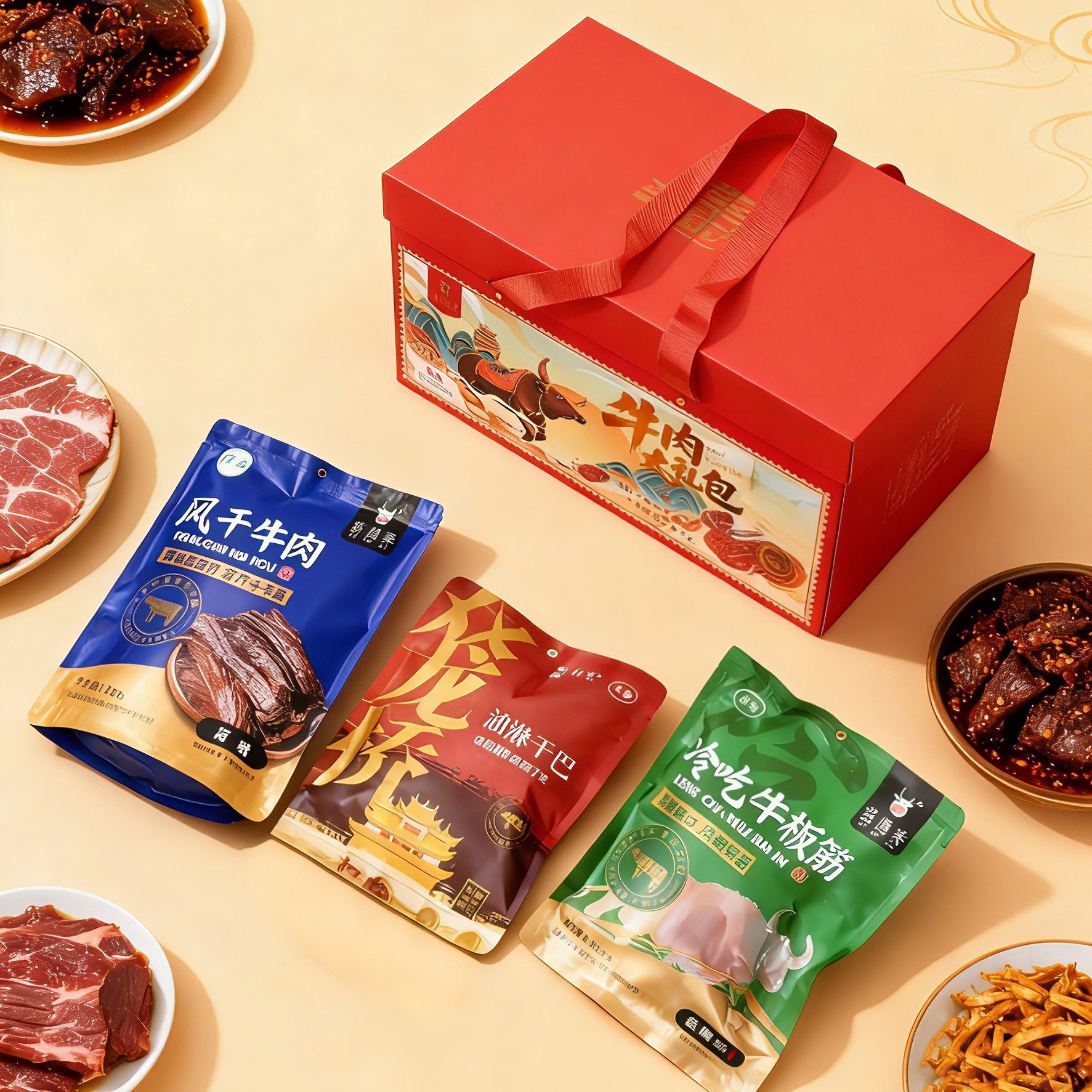 【新年礼盒】塔哈莱清真草饲黄牛肉新年礼盒装顺丰包邮开袋即食