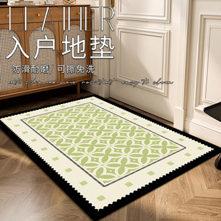 法式 复古绿色入户门地垫可裁剪耐脏免洗可擦pvc进门地毯门口脚垫