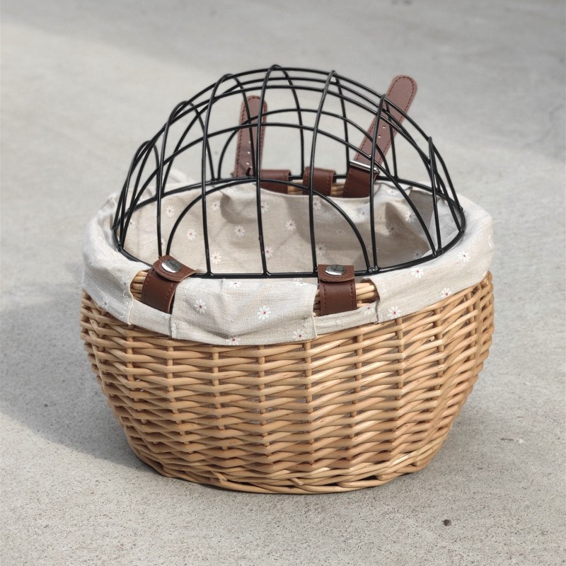 电动车狗狗座椅藤编自行车篮子宠物笼猫狗车篮筐娄购物篮子编织框