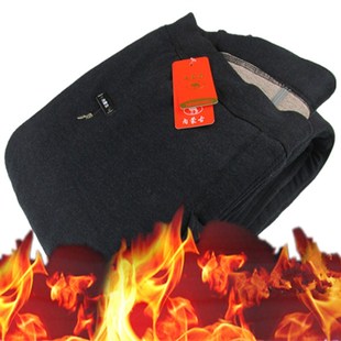 保暖裤 加绒加厚老人宽松大码 高腰防寒弹力 中老年男驼绒棉裤 冬季