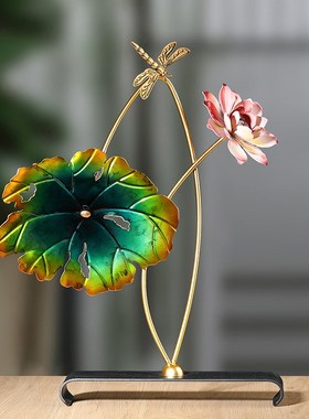 荷花荷叶蜻蜓田园风工艺品摆件家居客厅办公室装饰品餐厅酒店摆设