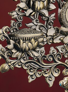 藏式吉祥八宝八瑞物八宝树家居铜制八供组合用品八吉祥工艺桌摆件