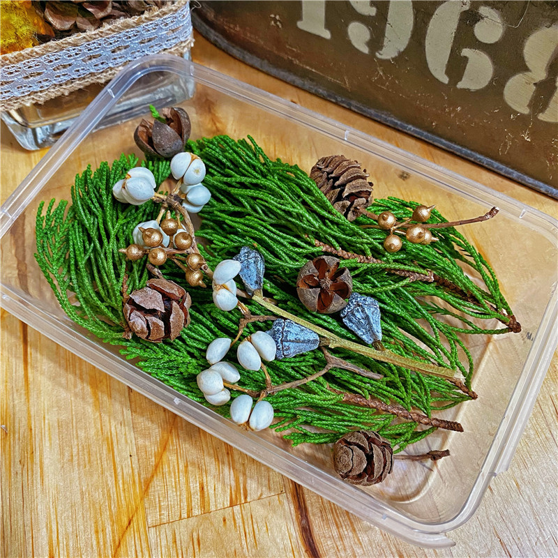 耶诞diy新鲜松枝材料包拍照道具耶诞树松柏花环松针森系手工松条