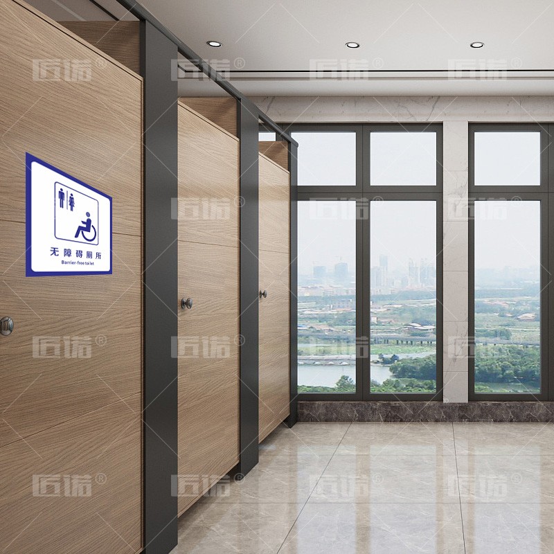 匠诺无障碍通道标识残疾人移动请勿占用扶手标识设施地贴厕所堵塞