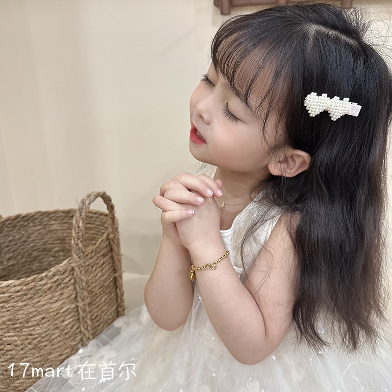 4.9直播韩国inpink儿童可爱甜美珍珠爱心发夹串珠公主发卡刘海夹