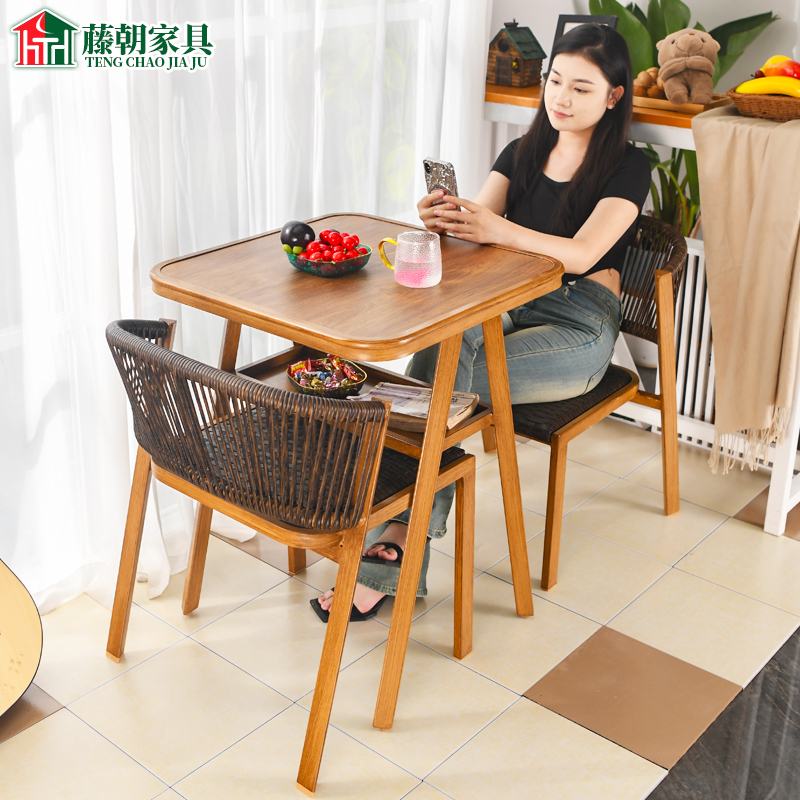 藤朝阳台桌椅小茶几休闲区布置户外桌椅三件套组合网红小桌椅组合