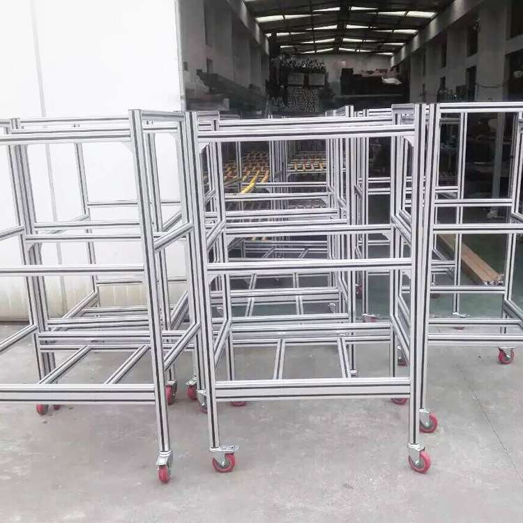 上海流利条滑轨式物料架 倾斜货架 铝型材框架滚轮货架