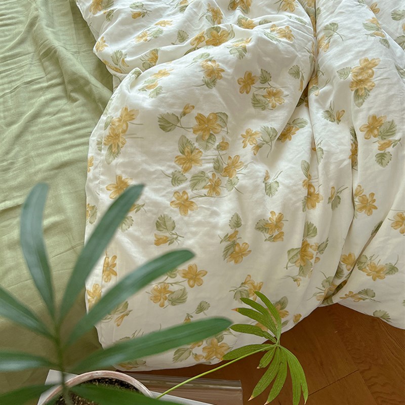 月光集【满溪】春夏全棉有氧双层纱碎花四件套纯棉小清新被套床品
