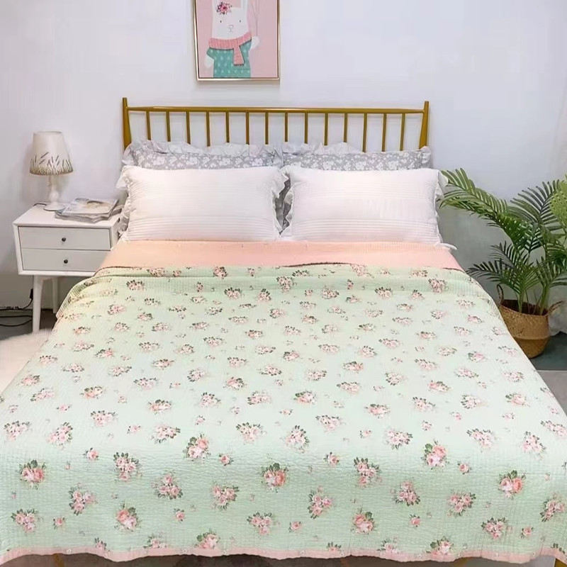 韩式全棉绗缝床盖四季通用双面纯棉防滑床单简约铺盖单件2023新款