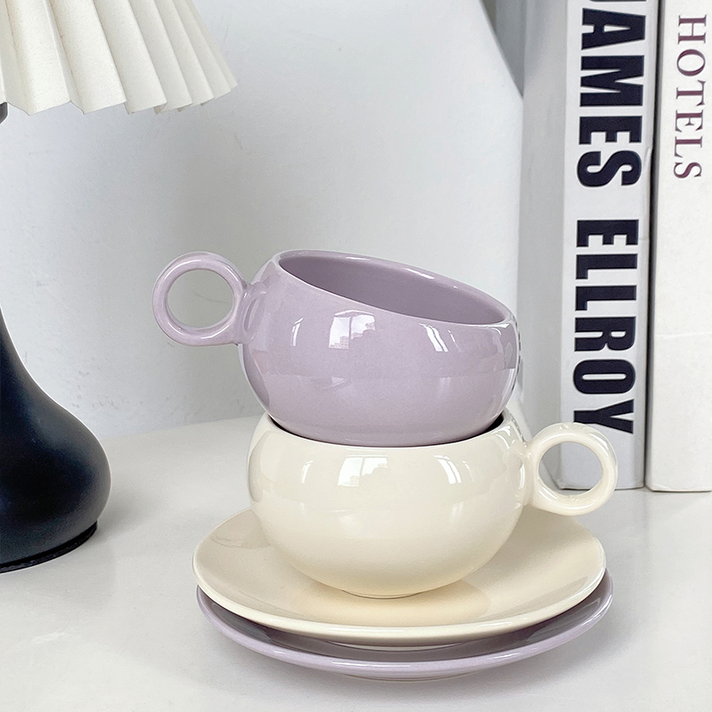 与家蛋形咖啡杯碟套装陶瓷杯子高档精致家用下午茶咖啡杯拉花专用