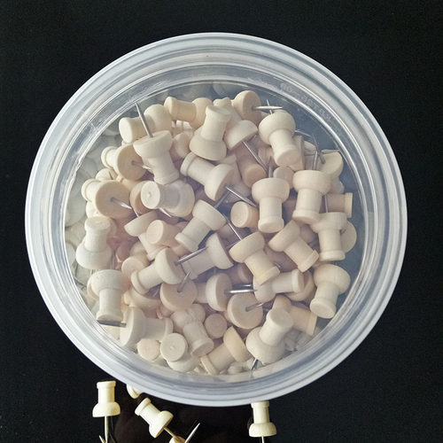 原木质工字钉290枚罐装 软木板按钉木头制图钉 创意大头钉 实木钉