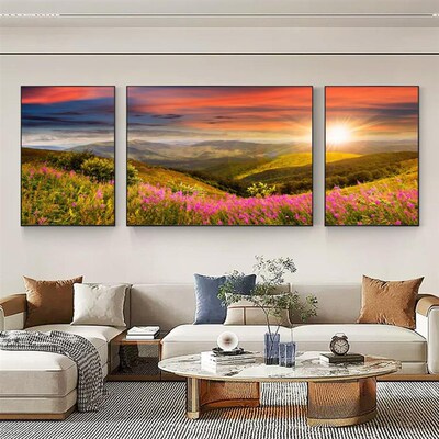 有山无水靠山图客厅沙发背景墙三联画巨人山景挂画东西墙青山壁画