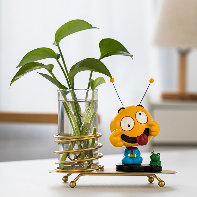 创意绿萝水培植物花瓶玻璃透明容器水养花插卡通花盆器皿客厅摆件