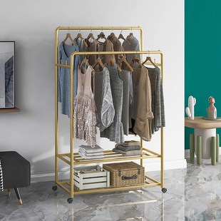 服装店展示架双杠挂衣服架子落地晾衣架双排中岛架男女装陈列货架