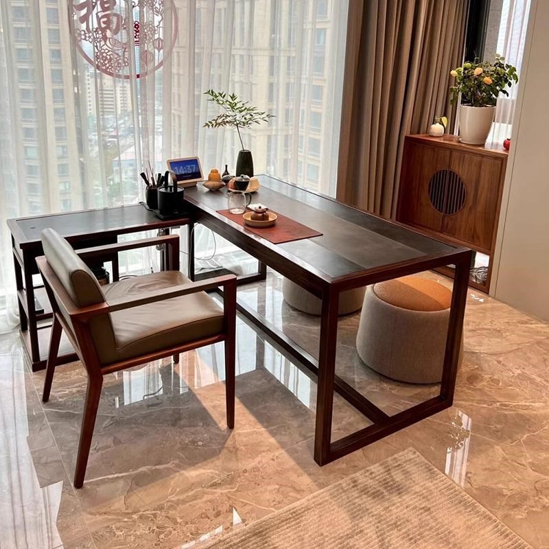 2024新款黑胡桃白蜡木泡茶桌新中式阳台茶台酒店民宿办公室茶桌椅