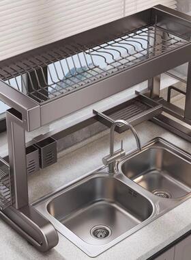 枪灰色水槽置物架厨房水池洗碗碟台面碗盘收纳多功能碗架沥水架
