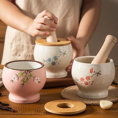 陶瓷捣蒜器捣药器捣蒜罐捣药罐配木棒捣碎罐压蒜器研磨器捣蒜泥臼