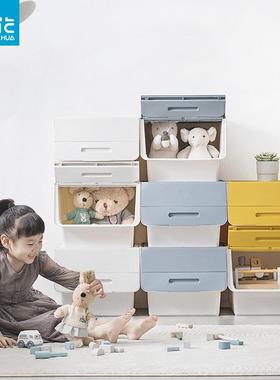 茶花斜翻盖储物箱 3个装箱玩具收纳箱34L大容量收纳盒2885包邮装