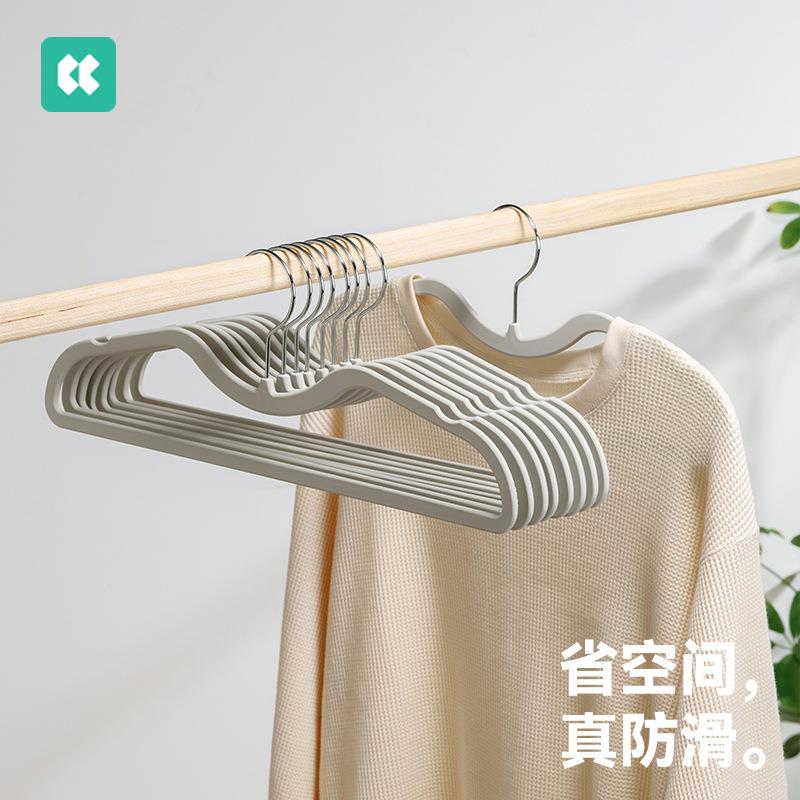 几仓短颈衣架塑料省空间衣架衣柜收纳液态硅胶无痕防滑肤感衣架图片
