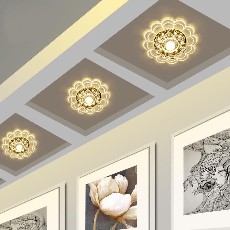 水晶过道灯圆形客厅小灯led玄关走廊阳台灯具 亚克力吸顶灯