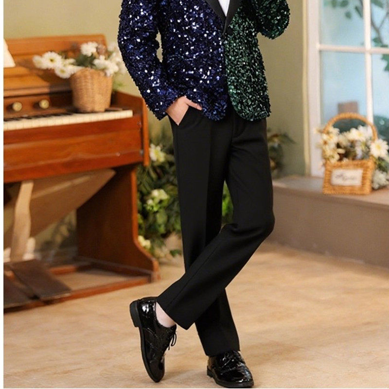儿童黑色西裤男童表演礼服
