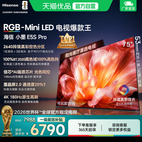 海信电视小墨75E5S Pro RGB-MiniLED玲珑真彩 墨晶屏E5Q PRO升级