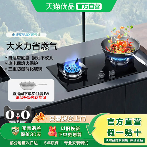 老板57B0X大火力燃气灶台式嵌入式家用厨房双灶炉天然气官方