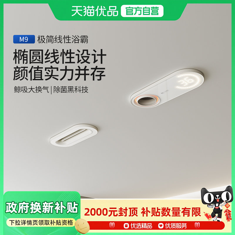 巴洛斯顿蜂窝大板风暖浴霸线性形型隐藏式卫生间取暖风机照明浴室