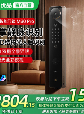 小米智能门锁M40Pro双摄全景猫眼AI掌静脉人脸识别智能门锁M30Pro
